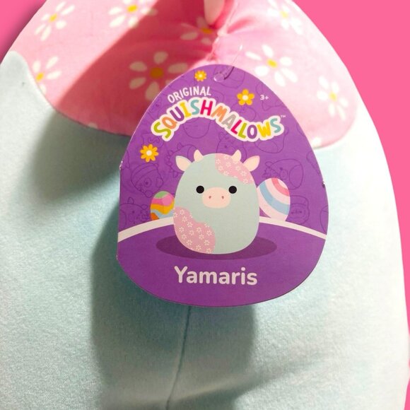 RARE Squishmallow Easter 2025 Yamaris the Cow with Daisy Print 16 inch Plush NWT - Picture 3 of 8